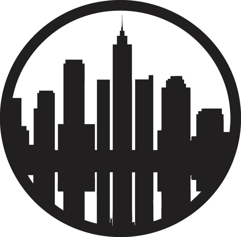 paisaje urbano lona edificios logo símbolo metro majestad edificios vector icono