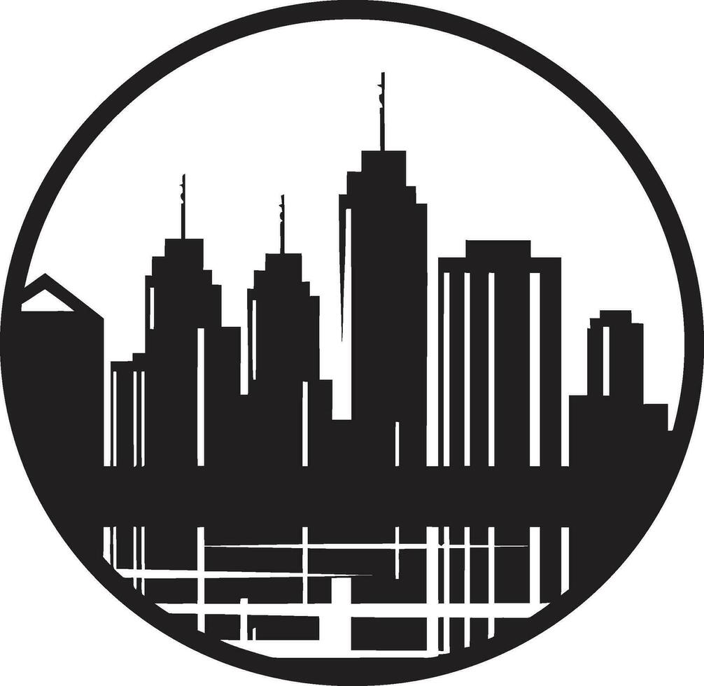 Downtown Horizons Buildings Vector Symbol Skyscraper Silhouette City Buildings Icon Illustration