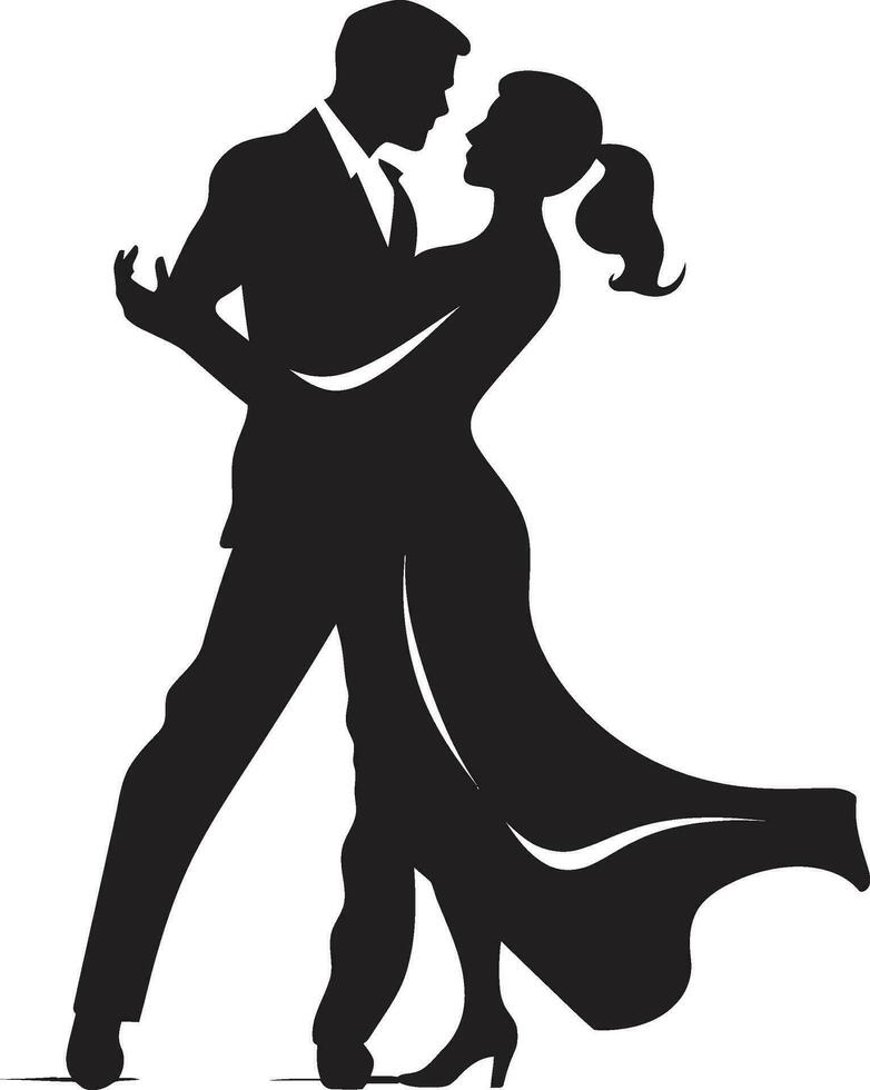 Swaying Silhouettes Dancing Couple Emblem Design Fluid Fusion Dance Logo Icon vector