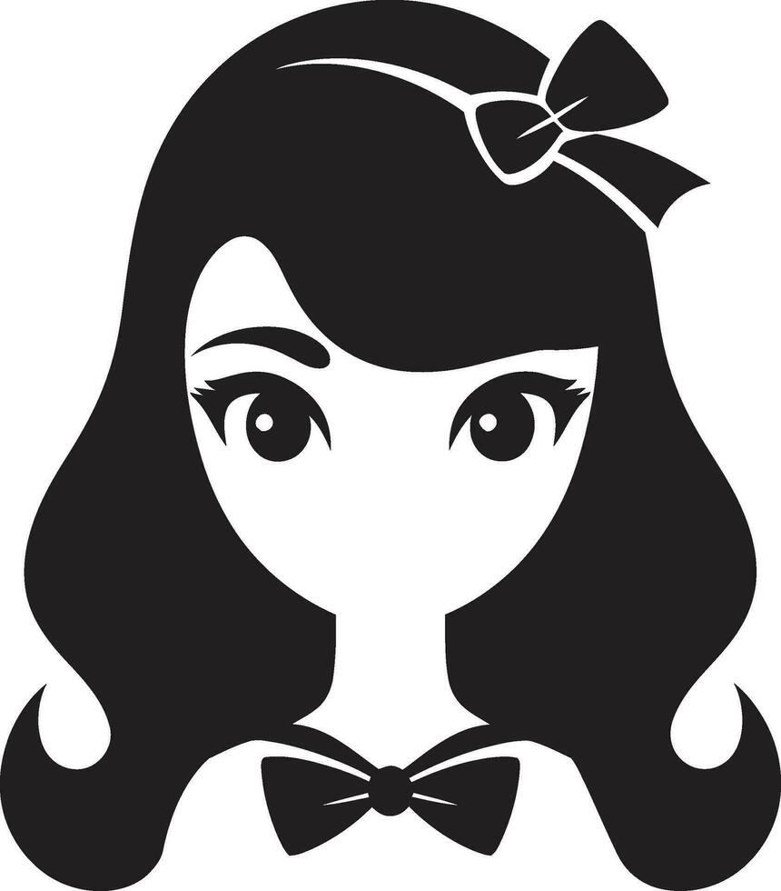 Charming Grace Iconic Face Mark Effortless Beauty Girl Face Vector Illustration