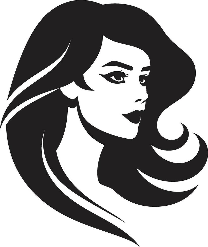 Youthful Glow Girl Face Icon Illustration Graceful Expression Iconic Girl Face Mark vector
