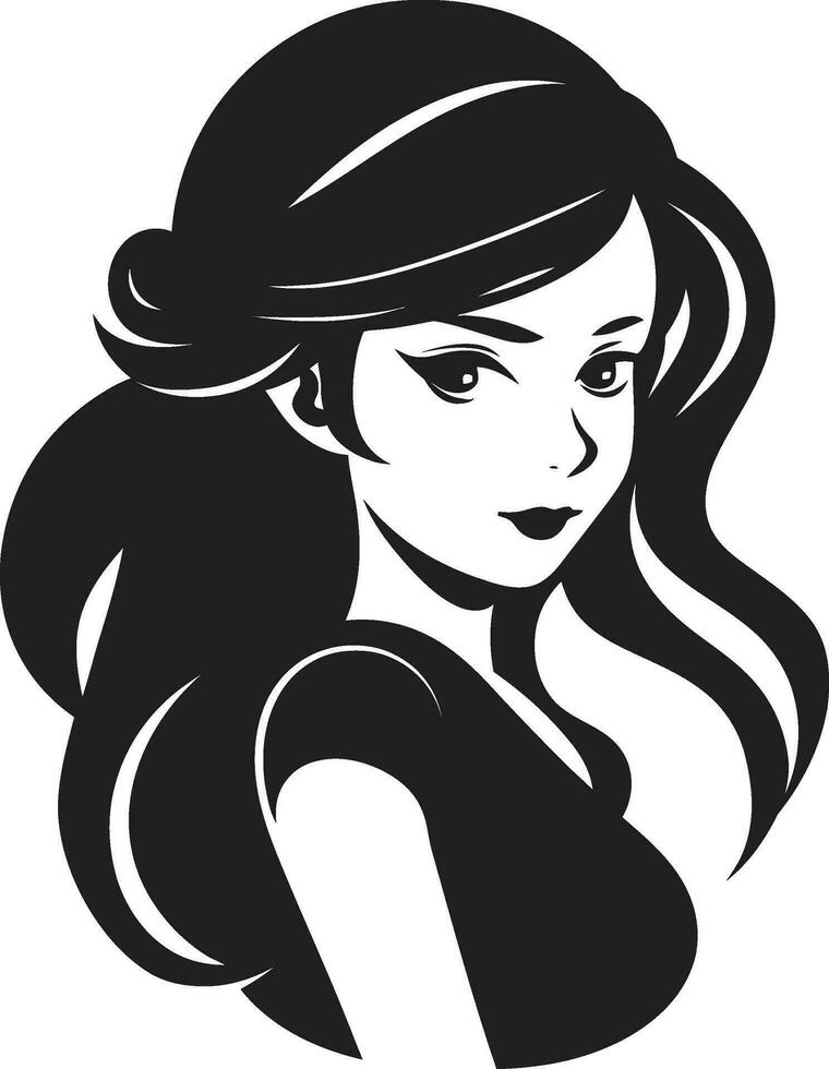 Serene Elegance Girl Face Vector Icon Effortless Charm Iconic Girl Face Design