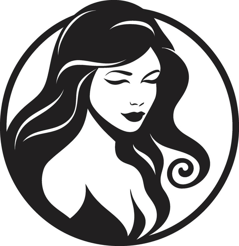 Ethereal Beauty Girl Face Vector Symbol Captivating Contours Iconic Girl Face Emblem