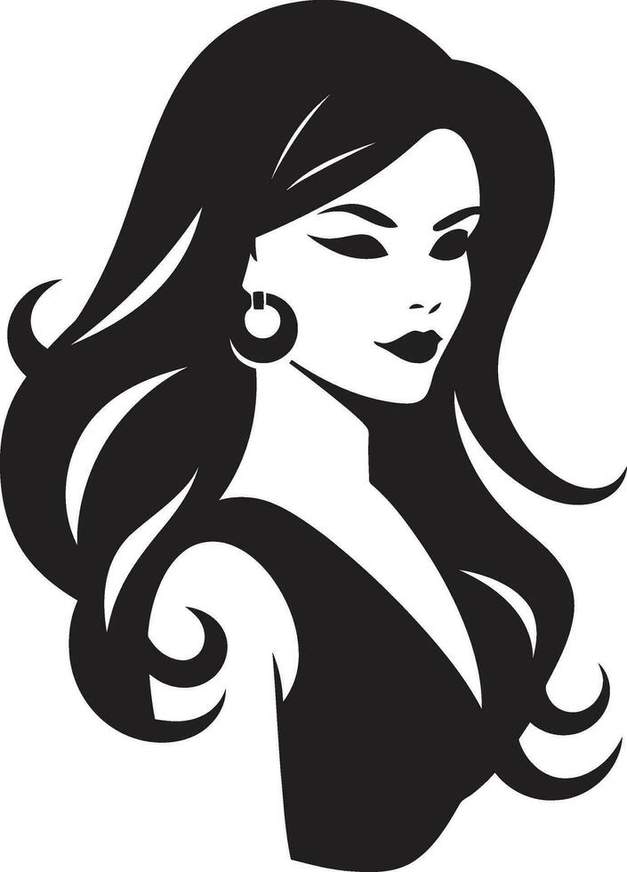 Effortless Charm Iconic Girl Face Design Feminine Allure Girl Face Logo Image vector