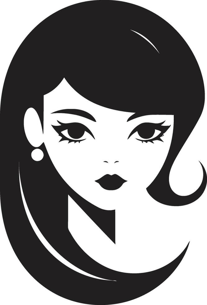 Lovely Profile Girl Face Vector Emblem Youthful Glow Girl Face Icon Illustration