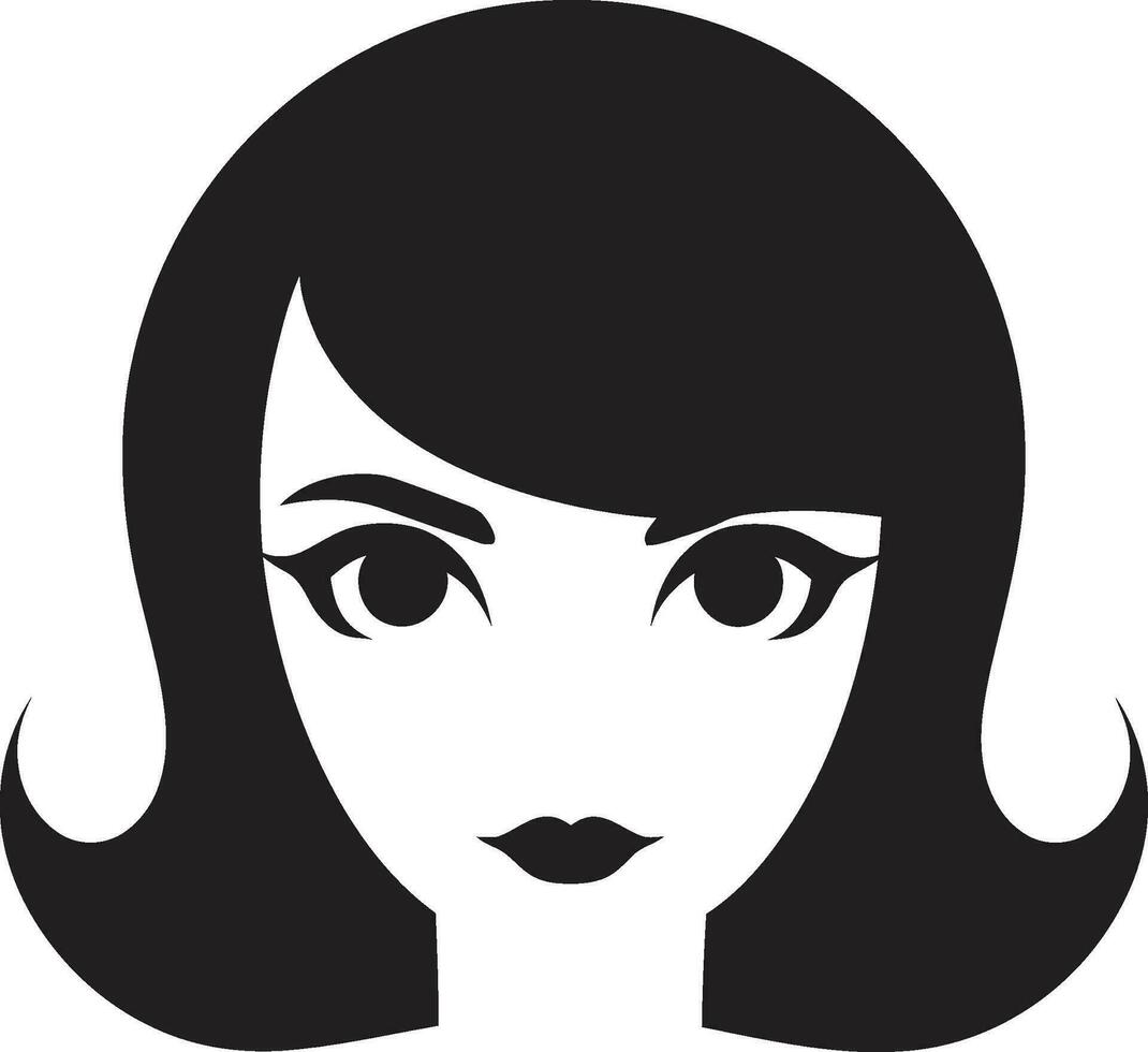 Youthful Charm Girl Face Vector Emblem Elegant Visage Iconic Girl Face Symbol