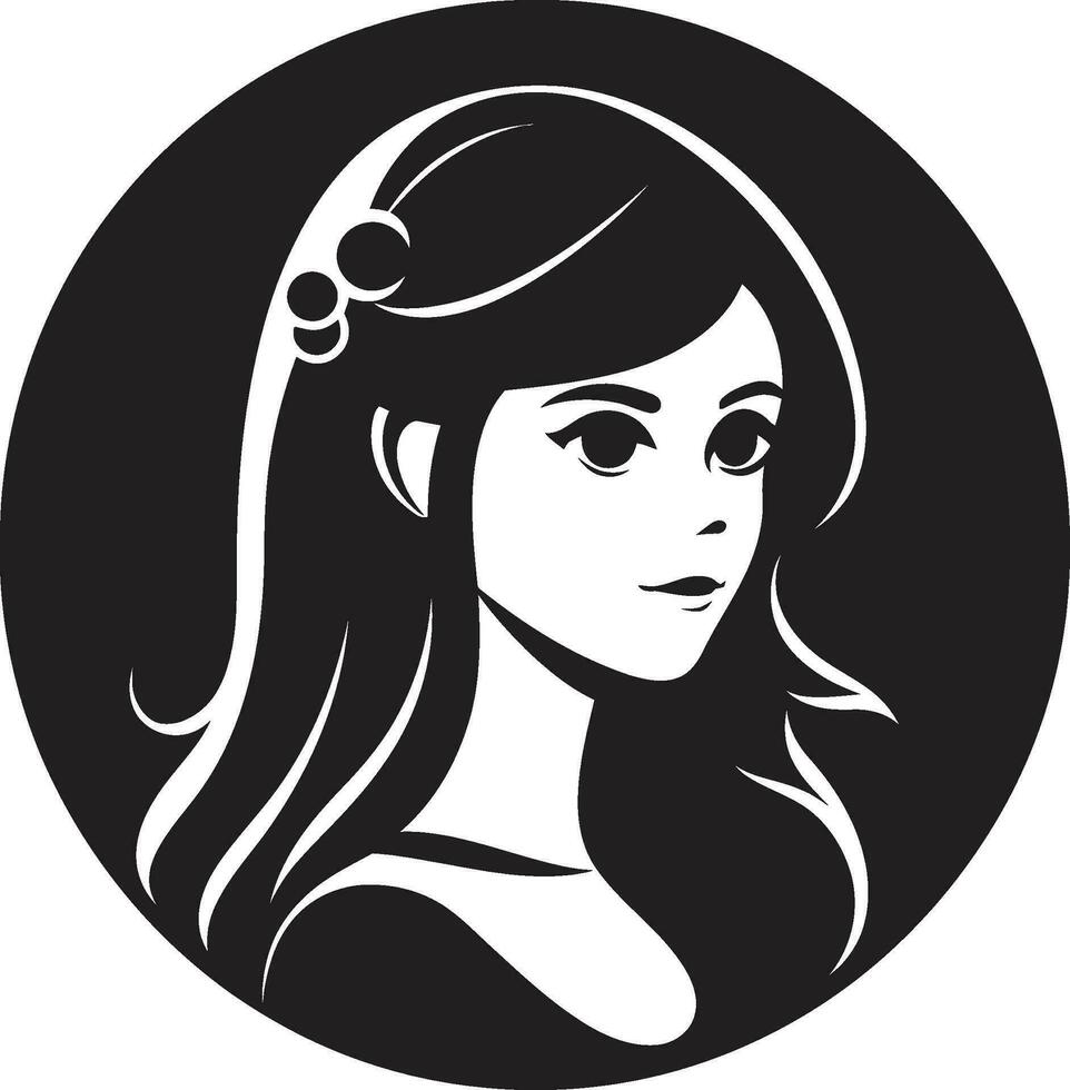 Ethereal Beauty Girl Face Vector Illustration Graceful Persona Iconic Girl Face Symbol