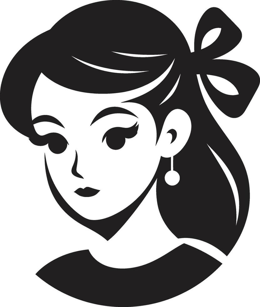 Feminine Grace Girl Face Logo Design Timeless Elegance Iconic Face Image vector