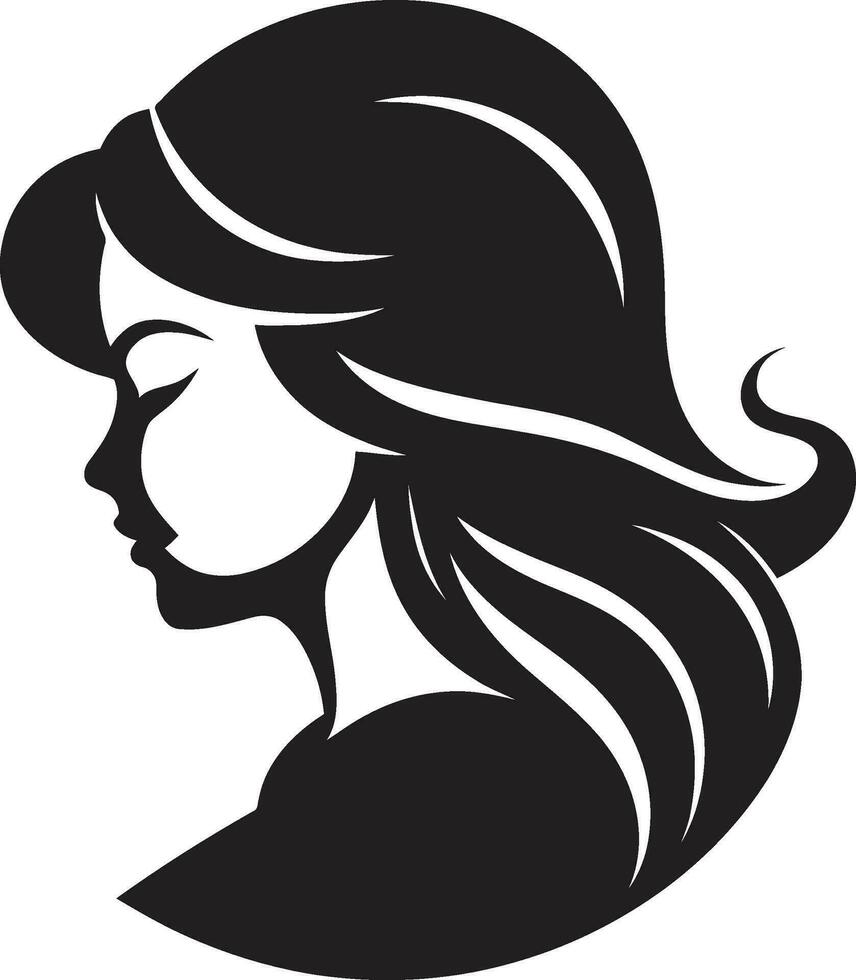 Radiant Innocence Girl Face Vector Symbol Captivating Contours Iconic Girl Face Emblem