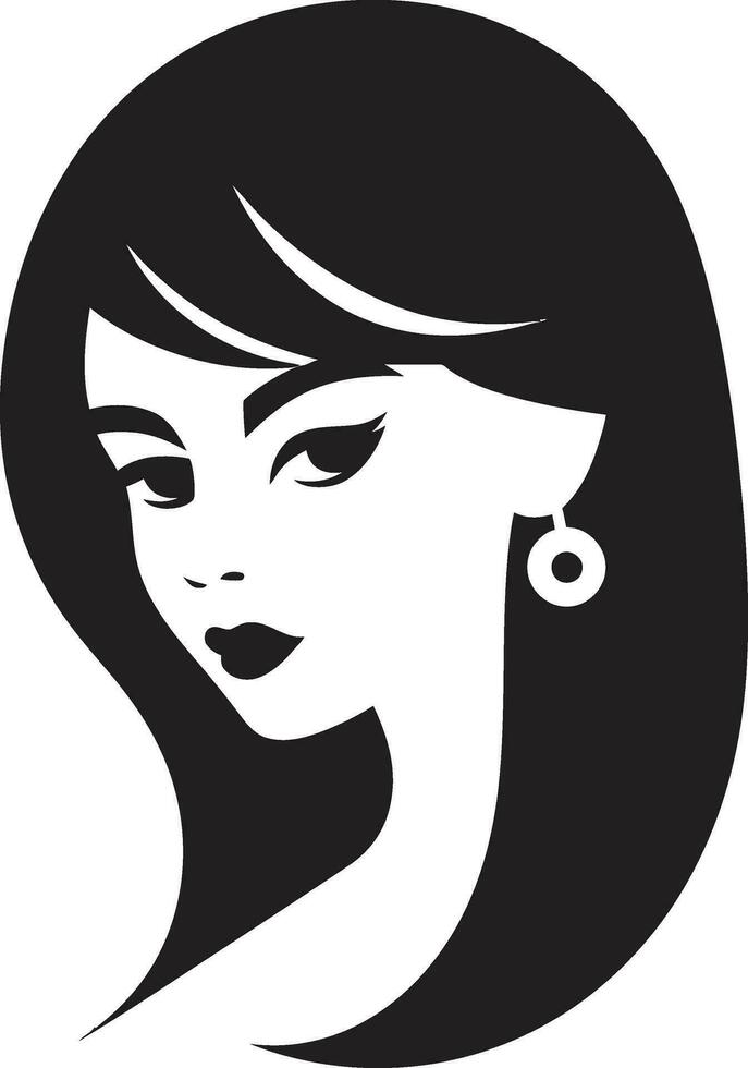 Serene Beauty Girl Face Icon Design Effortless Glamour Iconic Face Image vector