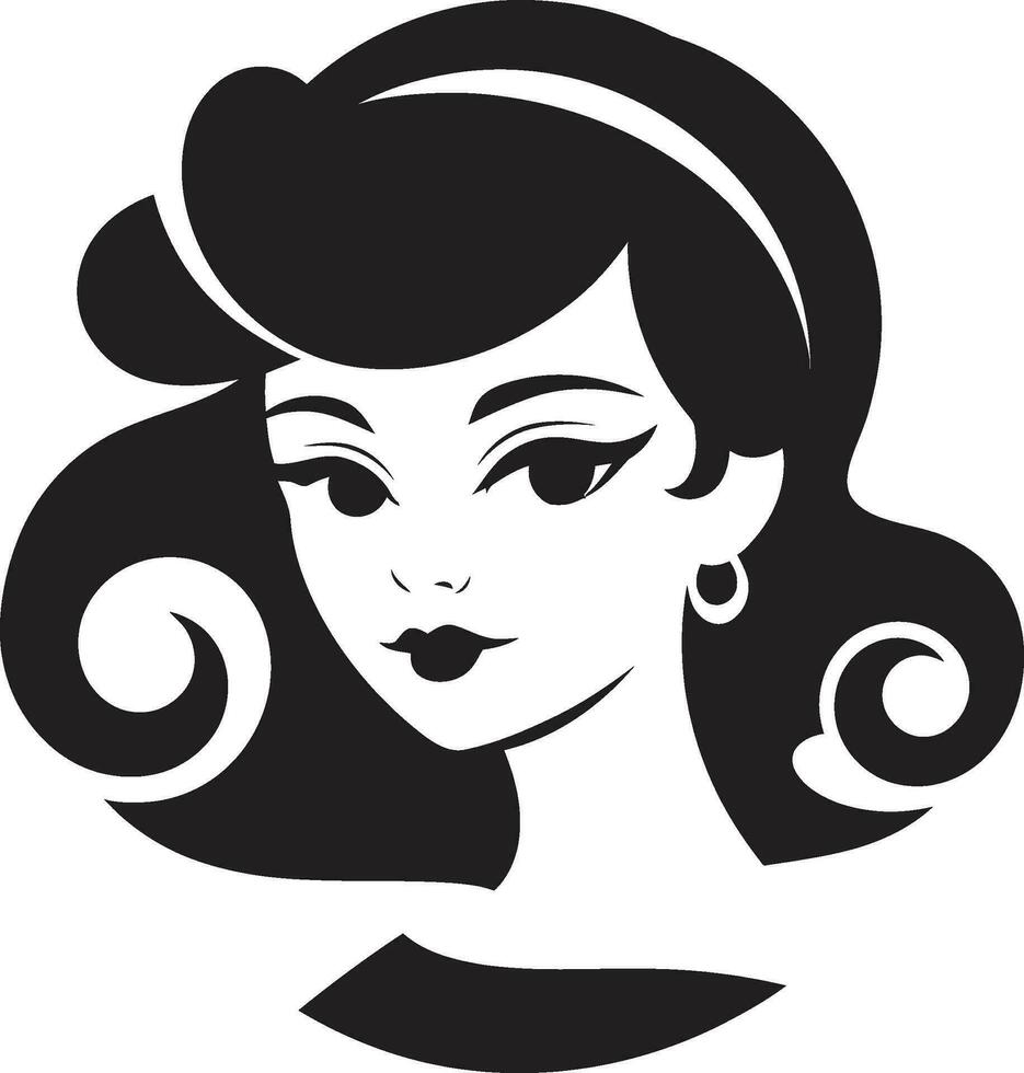 Charming Radiance Girl Face Logo Icon Ethereal Beauty Iconic Face Mark vector