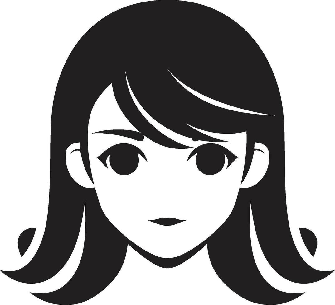 Dreamy Features Girl Face Logo Icon Charming Grace Iconic Face Mark vector