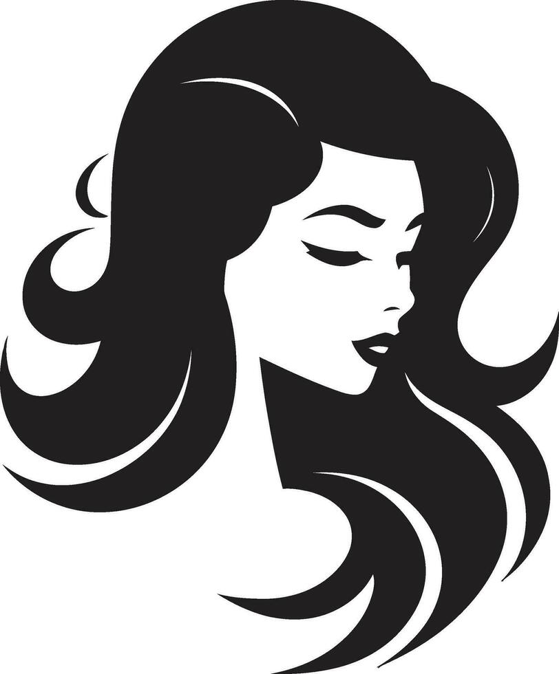 Innocent Aura Iconic Girl Face Symbol Enchanting Appeal Girl Face Emblem Design vector