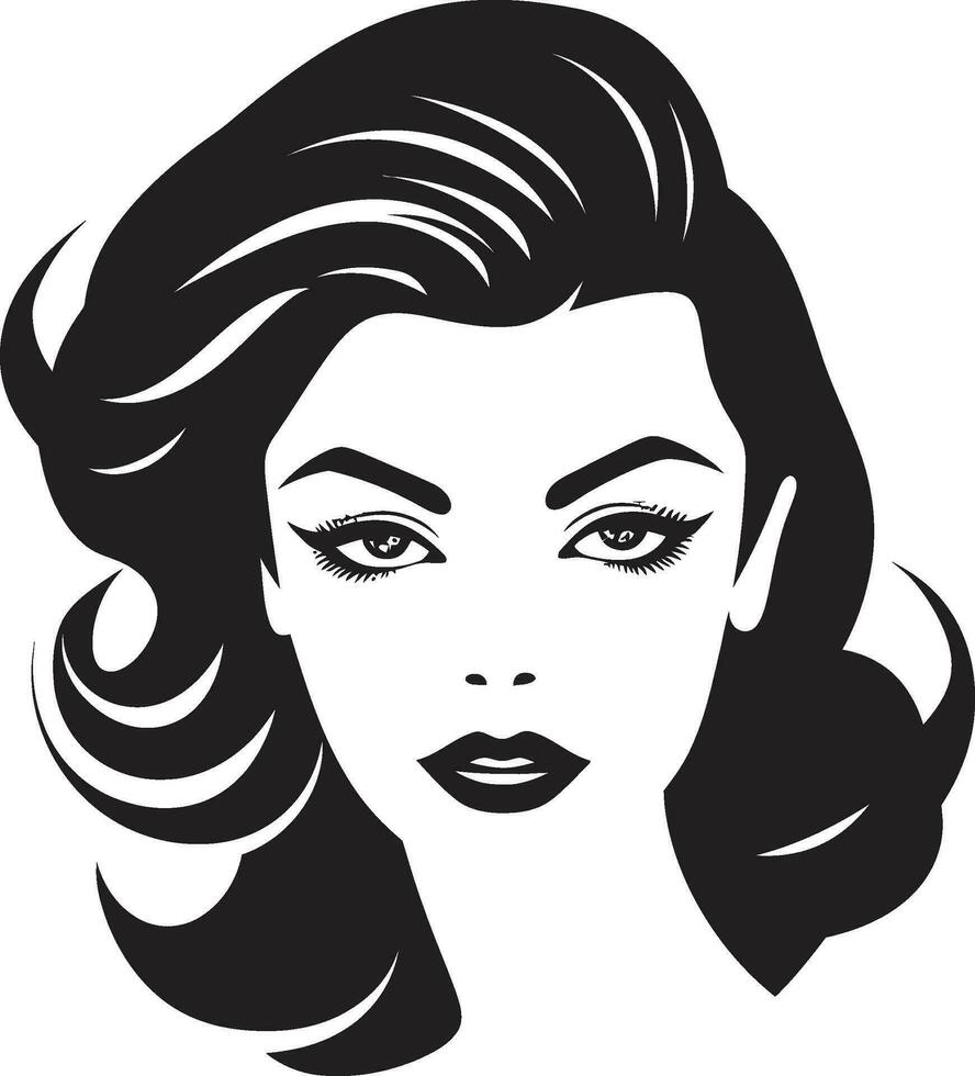 Ethereal Beauty Womans Icon Glamorous Grace Beauty Emblem vector