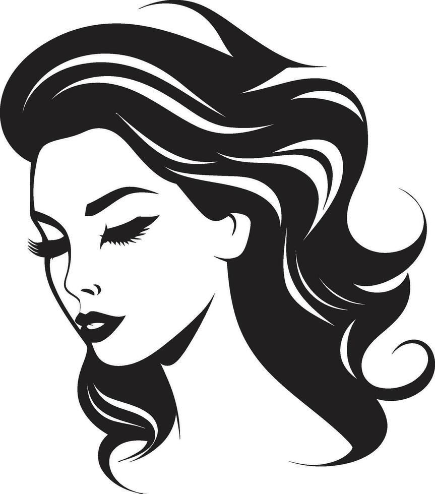 Gentle Serenity Iconic Beautys Face Image Lovely Profile Girls Face Vector Emblem