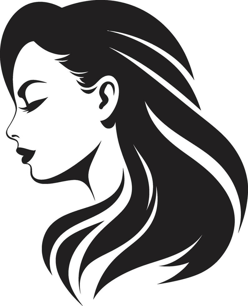 encantador perfil muchachas cara vector emblema sublime resplandor icónico muchachas cara ilustración