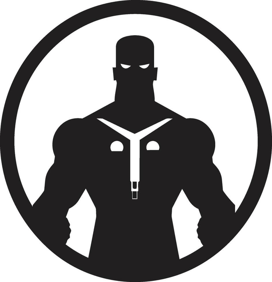 Guardian of Strength Hammer Man Icon Illustration Mighty Justice Iconic Hammer Man Mark vector