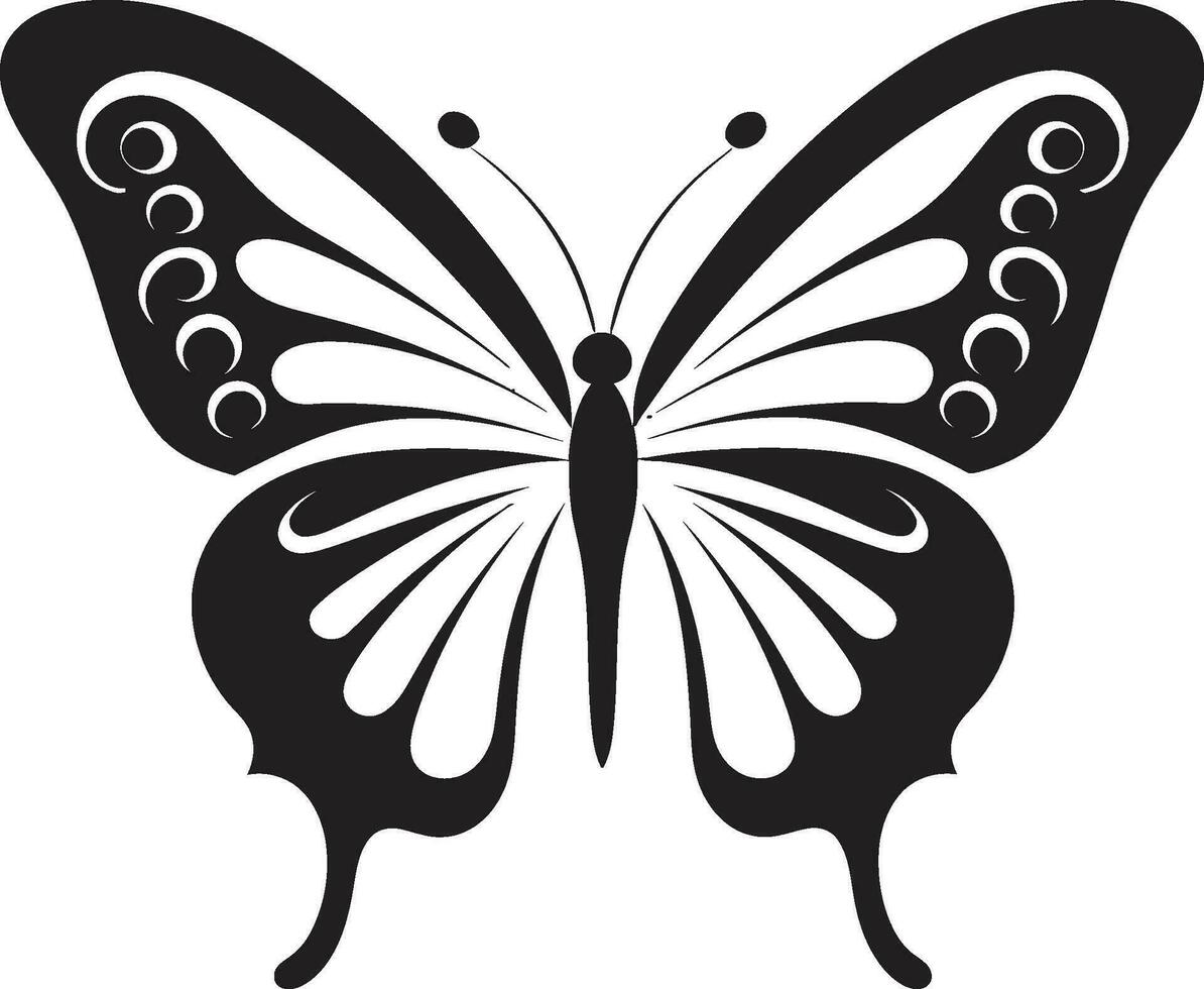 Nightfall Noir Black Butterfly Symbol Design Midnight Mosaic Vector Butterfly Logo in Black