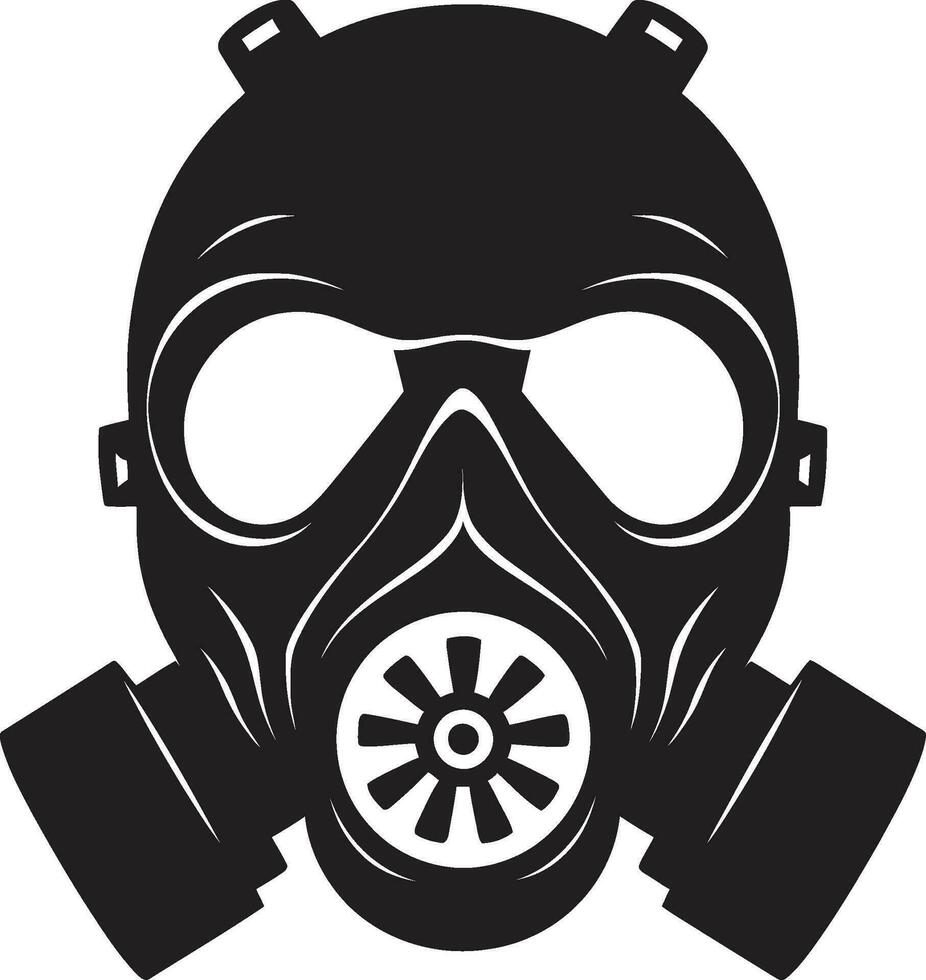 Ebony Sentinel Black Gas Mask Emblem Design Stygian Shield Gas Mask Vector Symbol