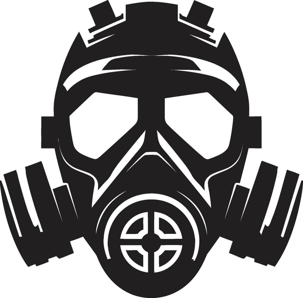 Obsidian Guardian Gas Mask Vector Logo Design Noir Sentinel Black Gas Mask Emblem Design