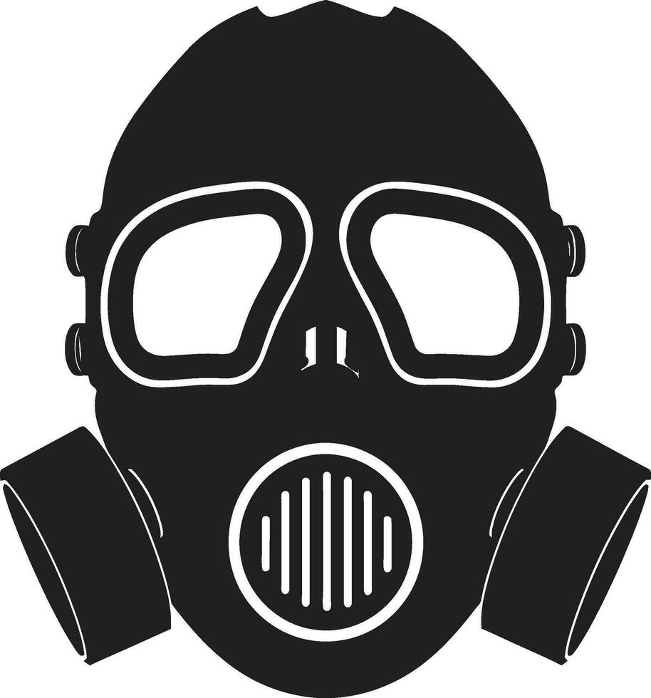 Midnight Shield Black Gas Mask Icon Design Shadowed Protector Vector Gas Mask Emblem Design