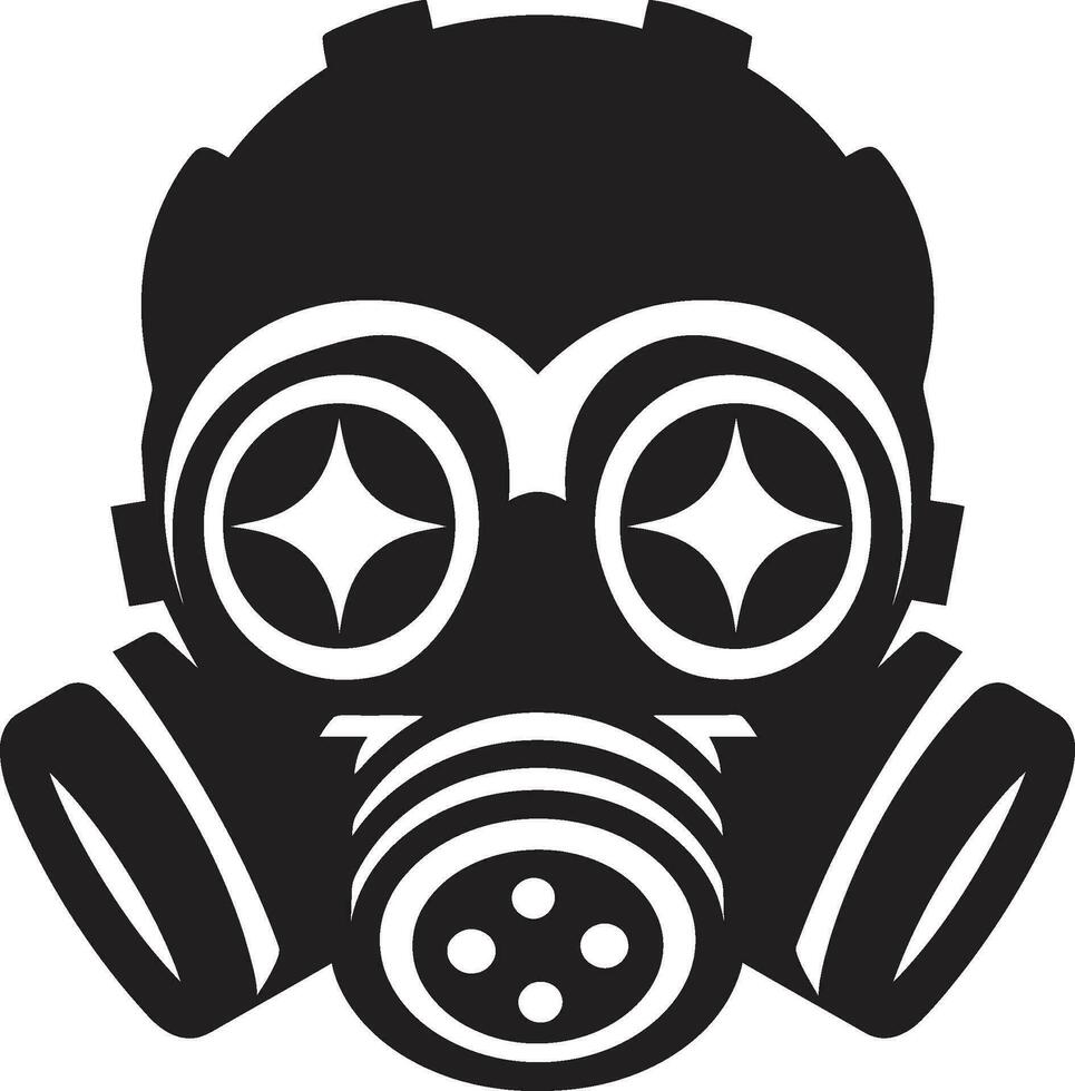 Noir Defender Black Gas Mask Emblem Design Dark Shield Vector Gas Mask Icon Design
