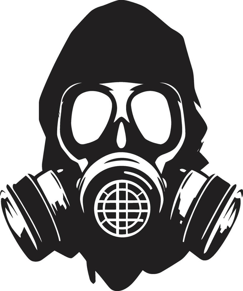 Obsidian Protector Gas Mask Vector Symbol Noir Shield Black Gas Mask Logo Design