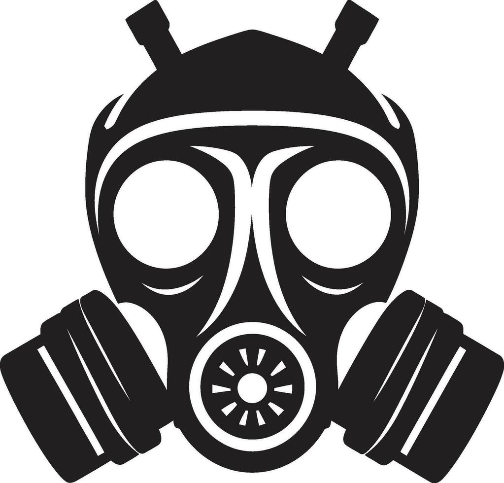 Shadowed Savior Gas Mask Vector Emblem Nocturnal Sentinel Black Gas Mask Icon Design