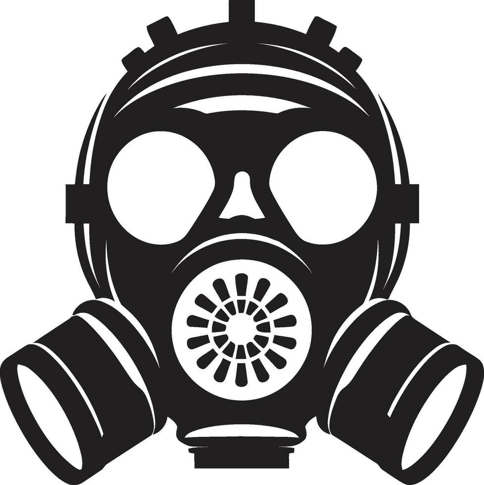 Eclipse Shield Gas Mask Vector Logo Midnight Guardian Black Gas Mask Emblem Design