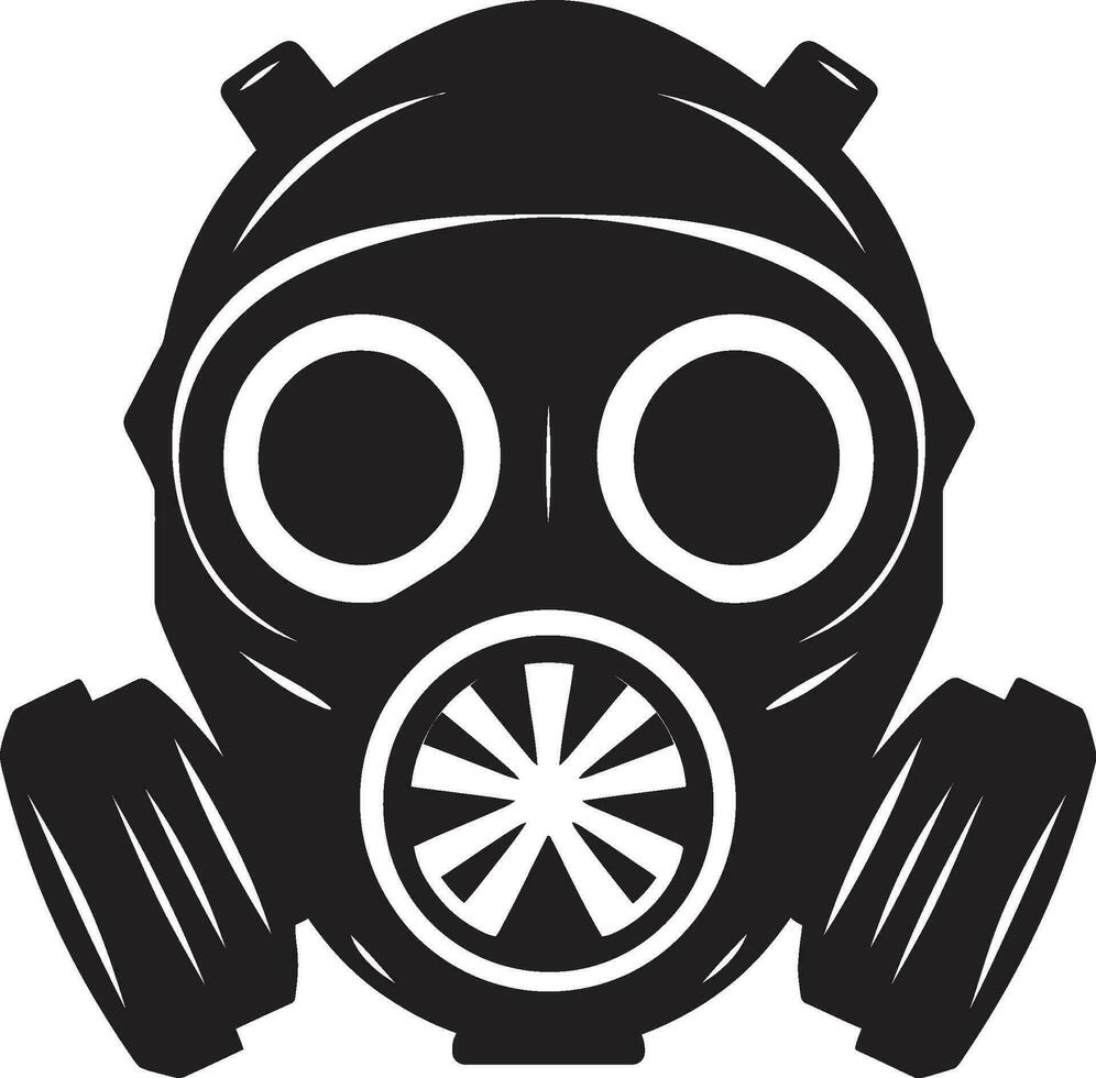 Shadowed Defender Vector Gas Mask Icon Emblem Onyx Shield Black Gas Mask Logo Design