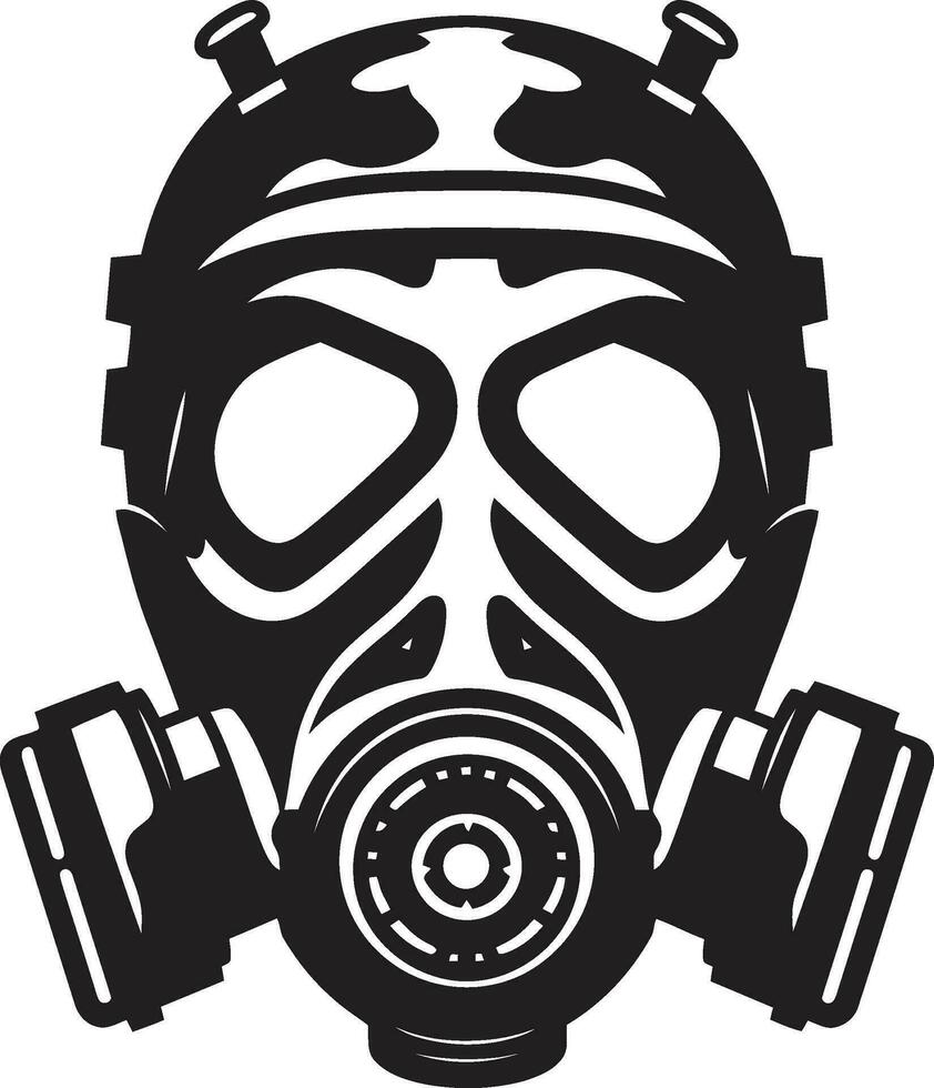 Noir Protector Black Gas Mask Emblem Icon Dark Defender Vector Gas Mask Emblem Design