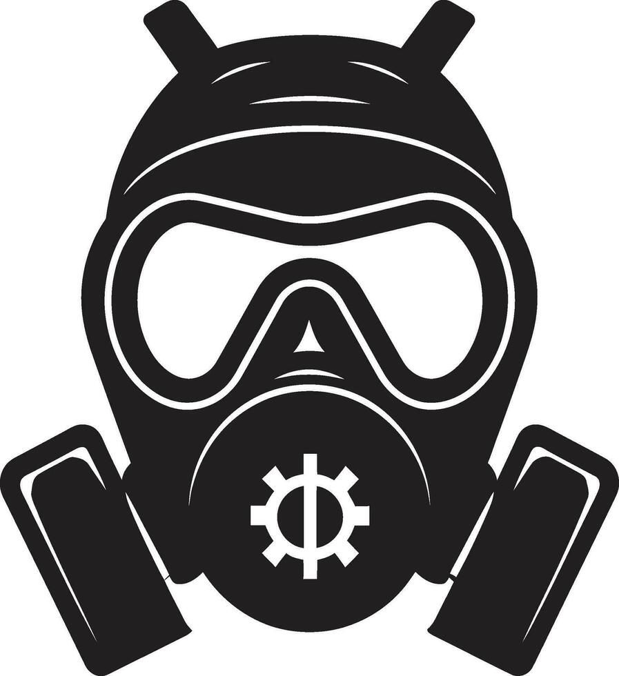 Noir Defender Black Gas Mask Logo Icon Dark Guardian Vector Gas Mask Emblem Design