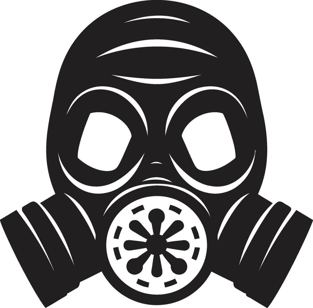 Lunar Defender Black Gas Mask Logo Design Eclipse Shield Gas Mask Vector Emblem