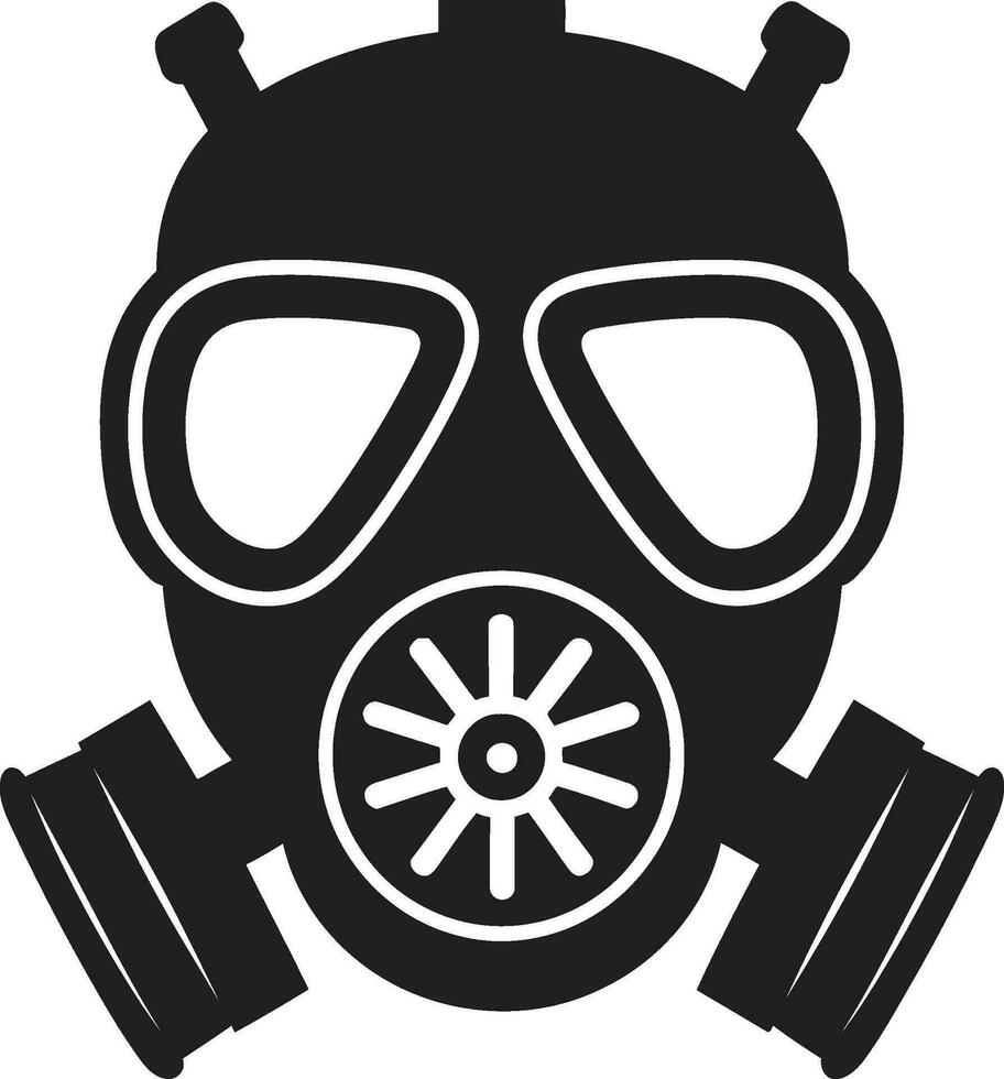 Onyx Protector Black Gas Mask Emblem Design Obsidian Shield Gas Mask Vector Symbol