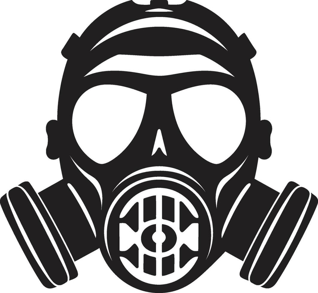 Onyx Defender Black Gas Mask Logo Icon Obsidian Guardian Gas Mask Vector Design