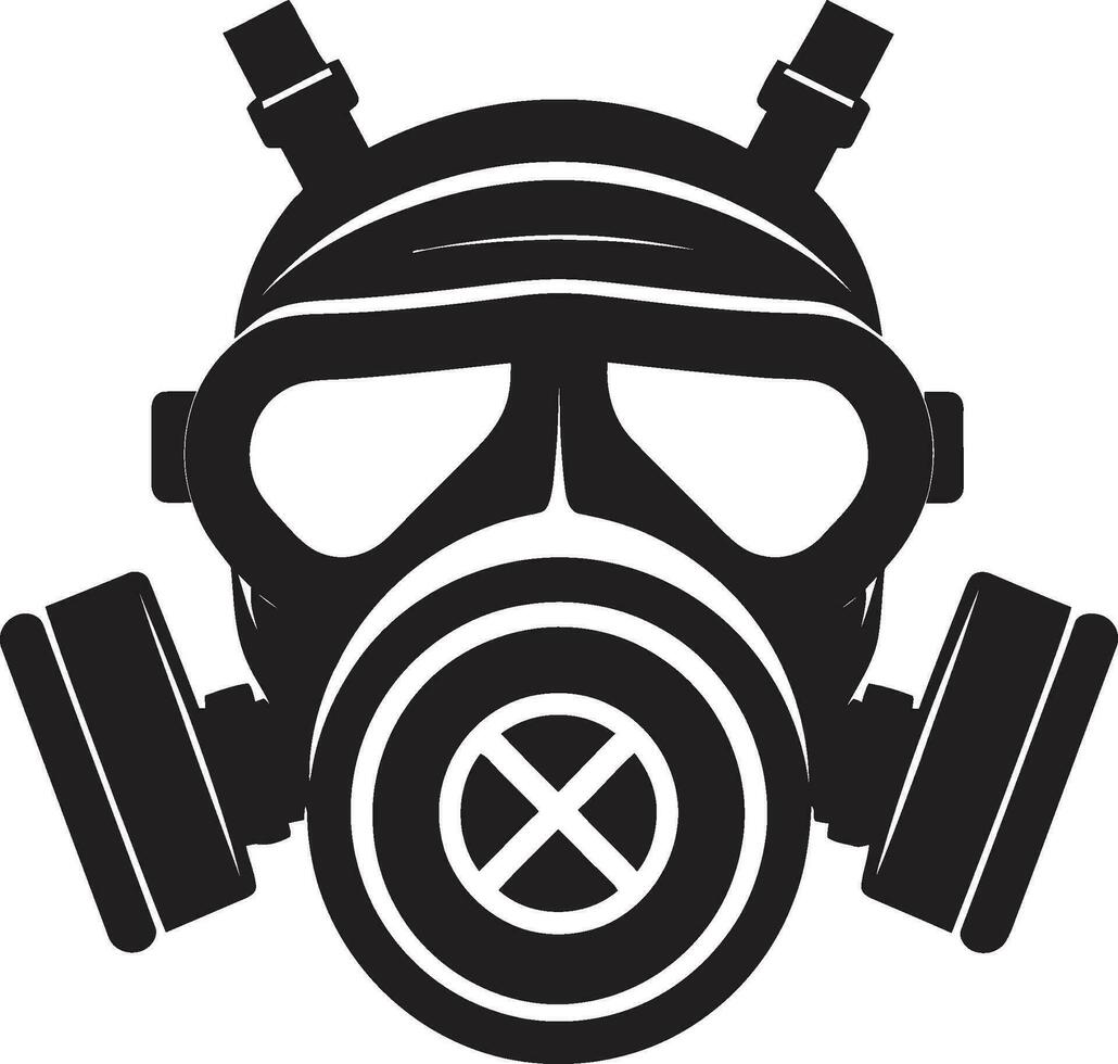 Noir Shield Black Gas Mask Emblem Design Dark Defender Vector Gas Mask Icon Symbol