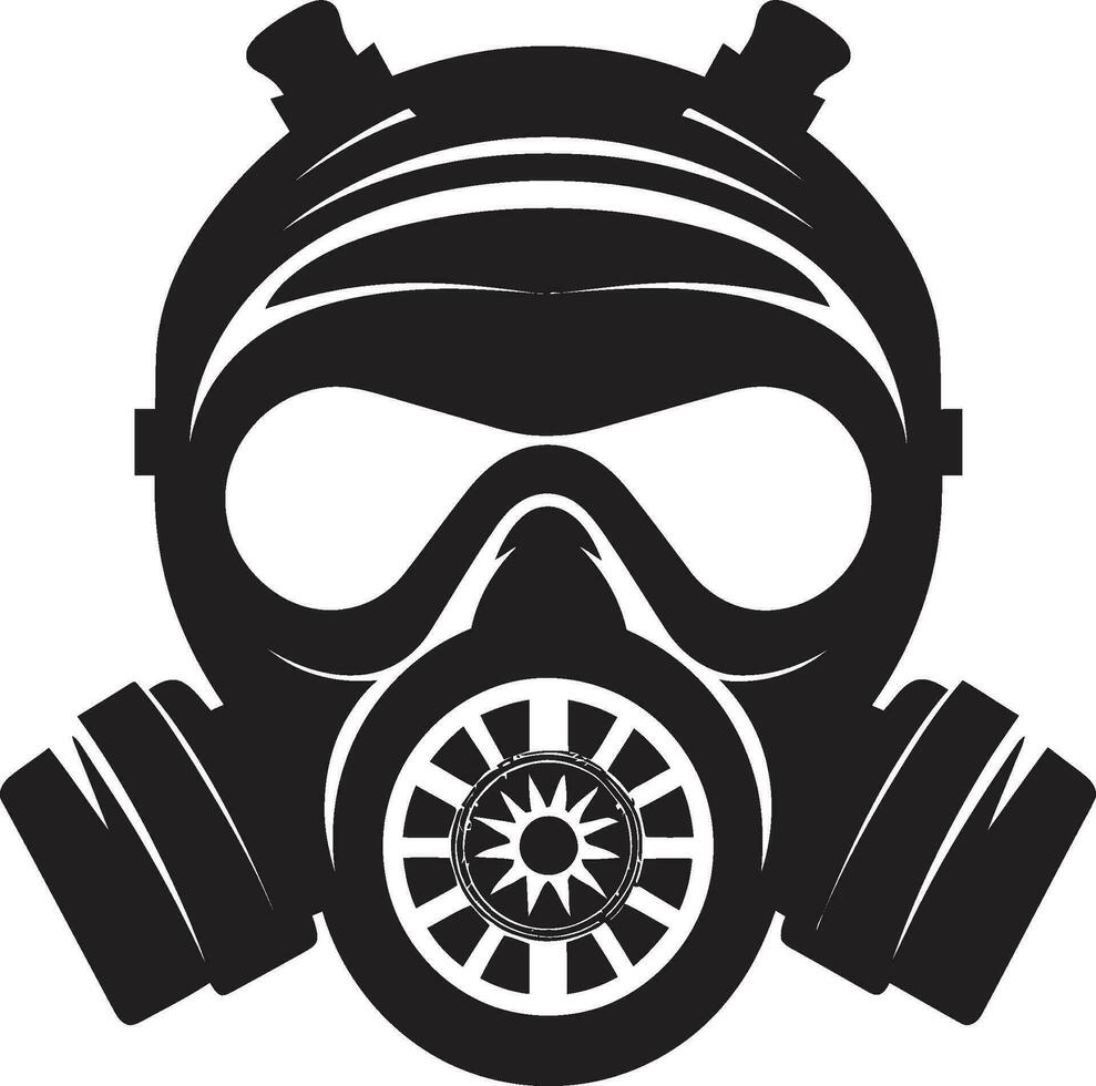 Onyx Sentinel Black Gas Mask Emblem Icon Obsidian Defender Gas Mask Vector Logo Design