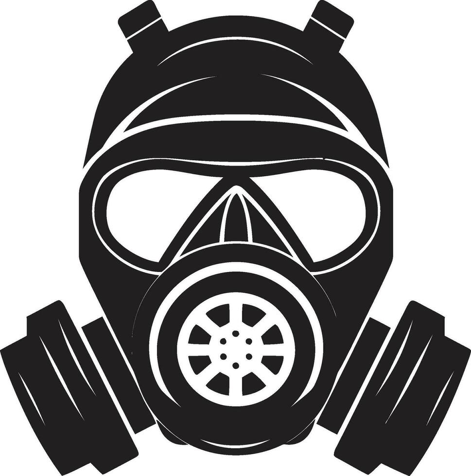 ébano guardián negro gas máscara emblema icono estigio defensor vector gas máscara logo diseño