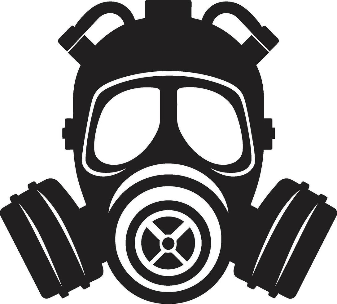 Dark Shield Vector Gas Mask Icon Design Nightfall Protector Black Gas Mask Logo Icon