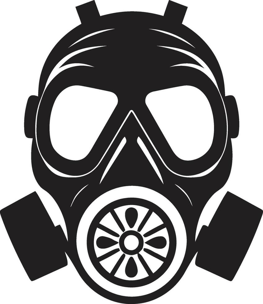 Lunar Guardian Black Gas Mask Icon Logo Eclipse Safeguard Vector Gas Mask Icon Design