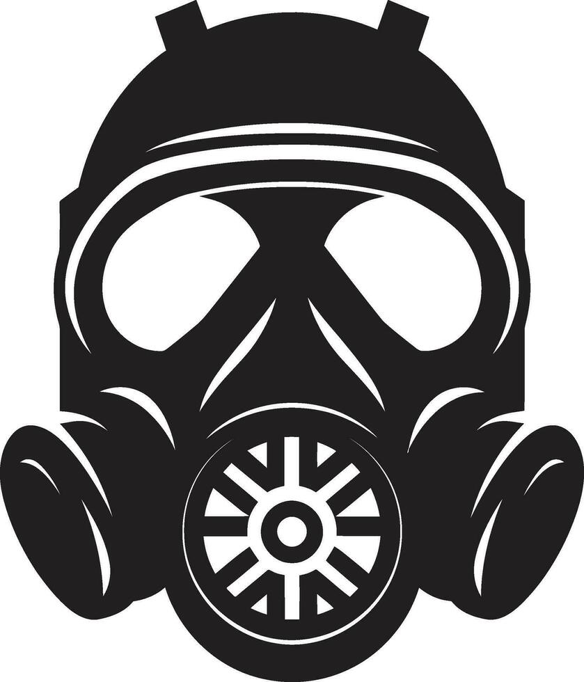 Midnight Defender Black Gas Mask Emblem Icon Shadowed Savior Gas Mask Vector Emblem