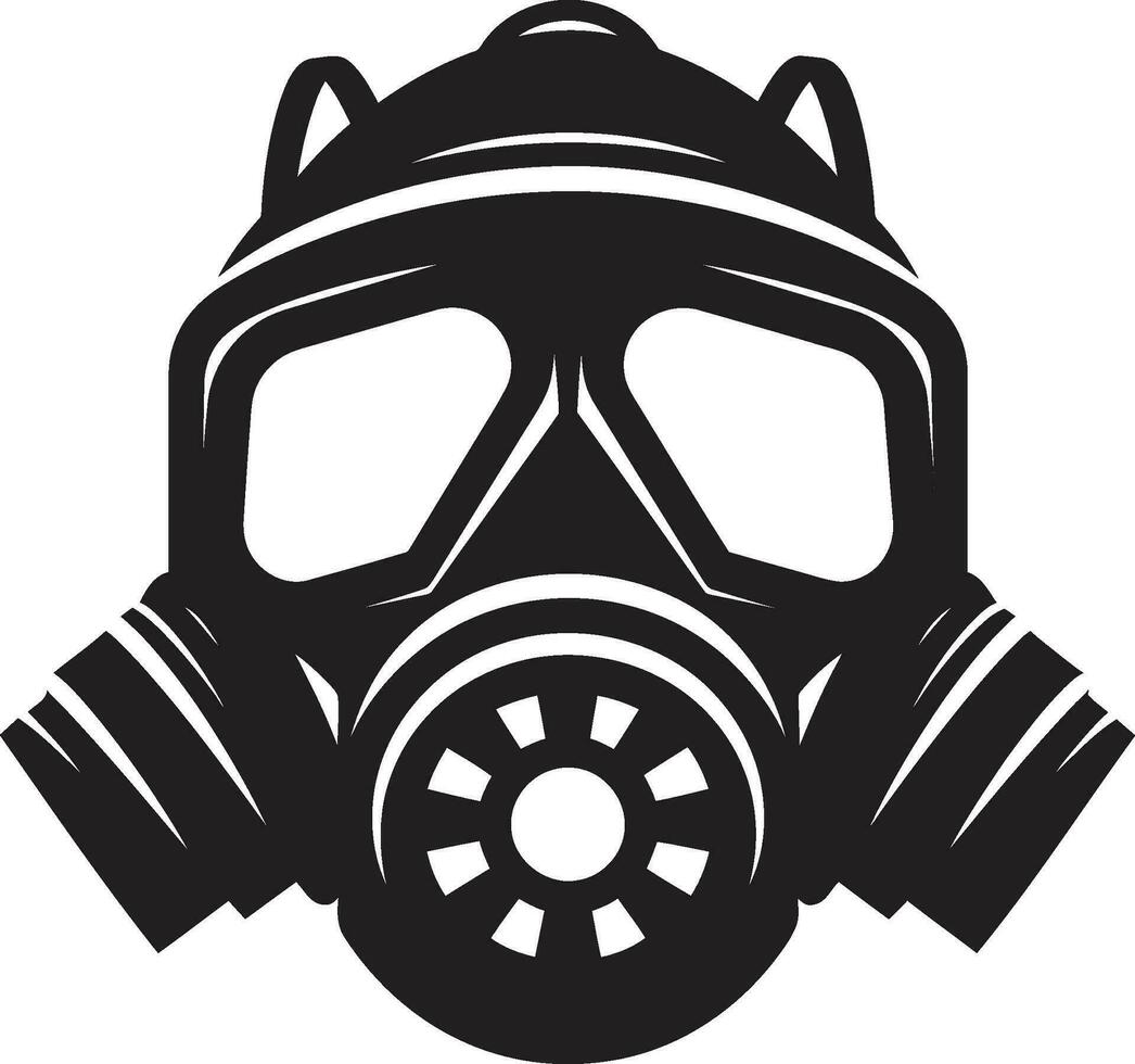 Eclipse Defender Gas Mask Vector Icon Design Midnight Shield Black Gas Mask Icon Design