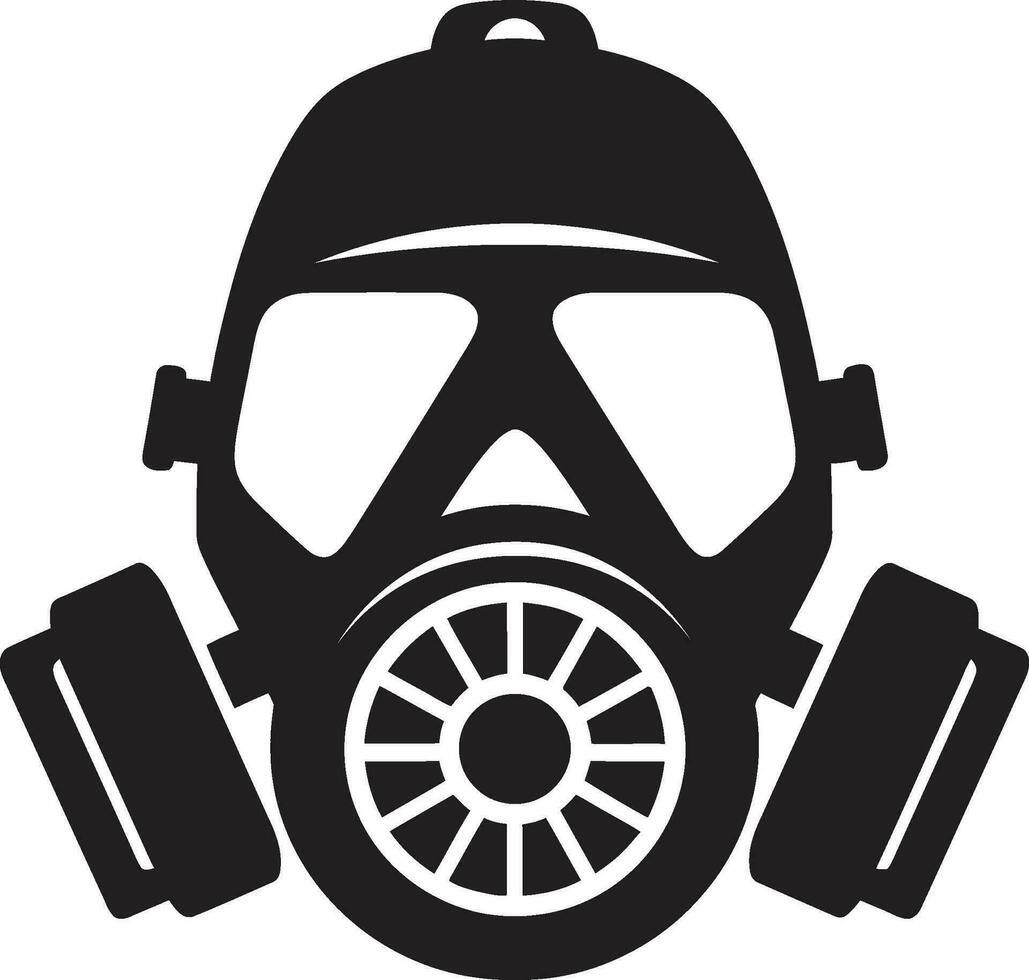 Ebony Defender Black Gas Mask Icon Design Stygian Guardian Vector Gas Mask Emblem Icon