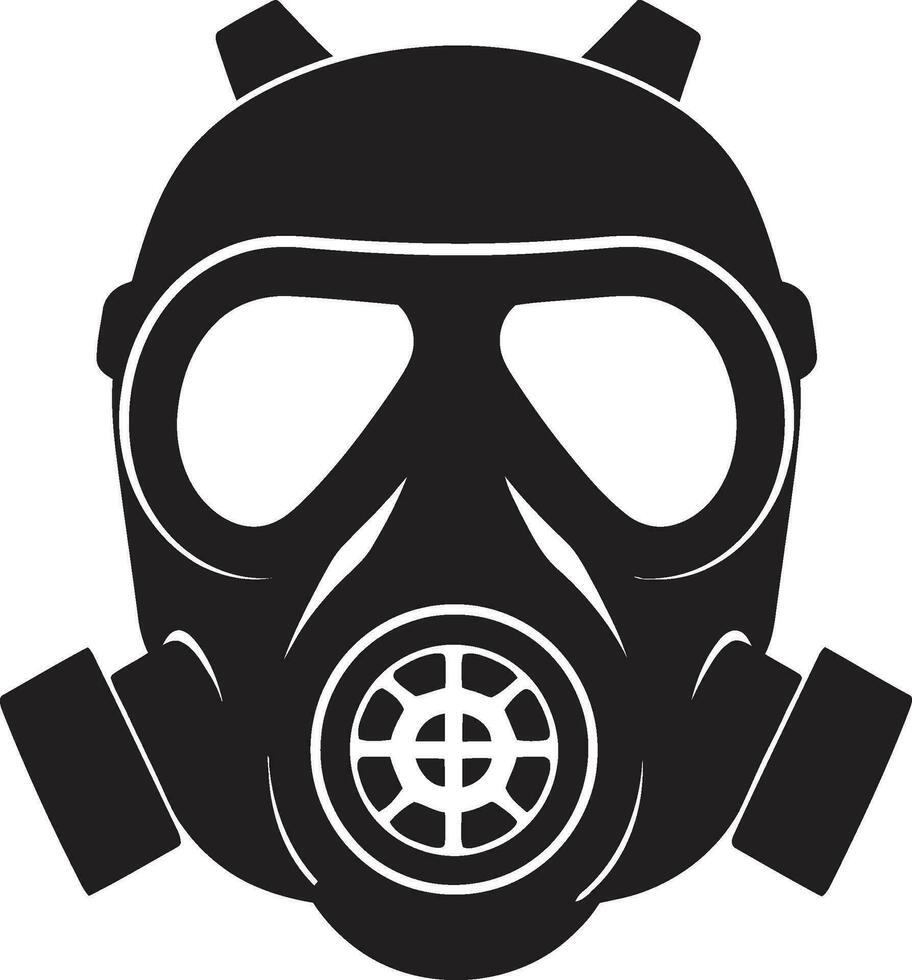 Noir Defender Black Gas Mask Emblem Icon Dark Guardian Vector Gas Mask Emblem Design
