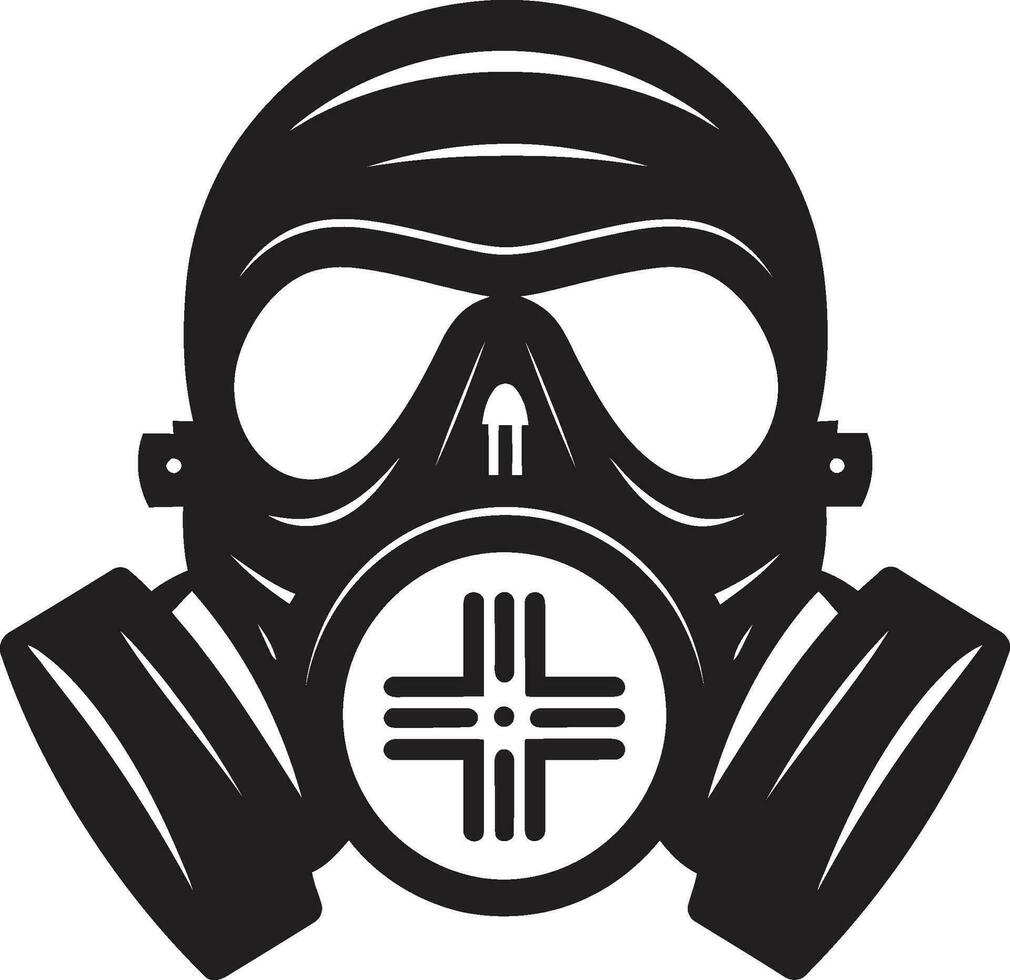 Lunar Protector Black Gas Mask Logo Symbol Eclipse Defender Gas Mask Vector Icon Design