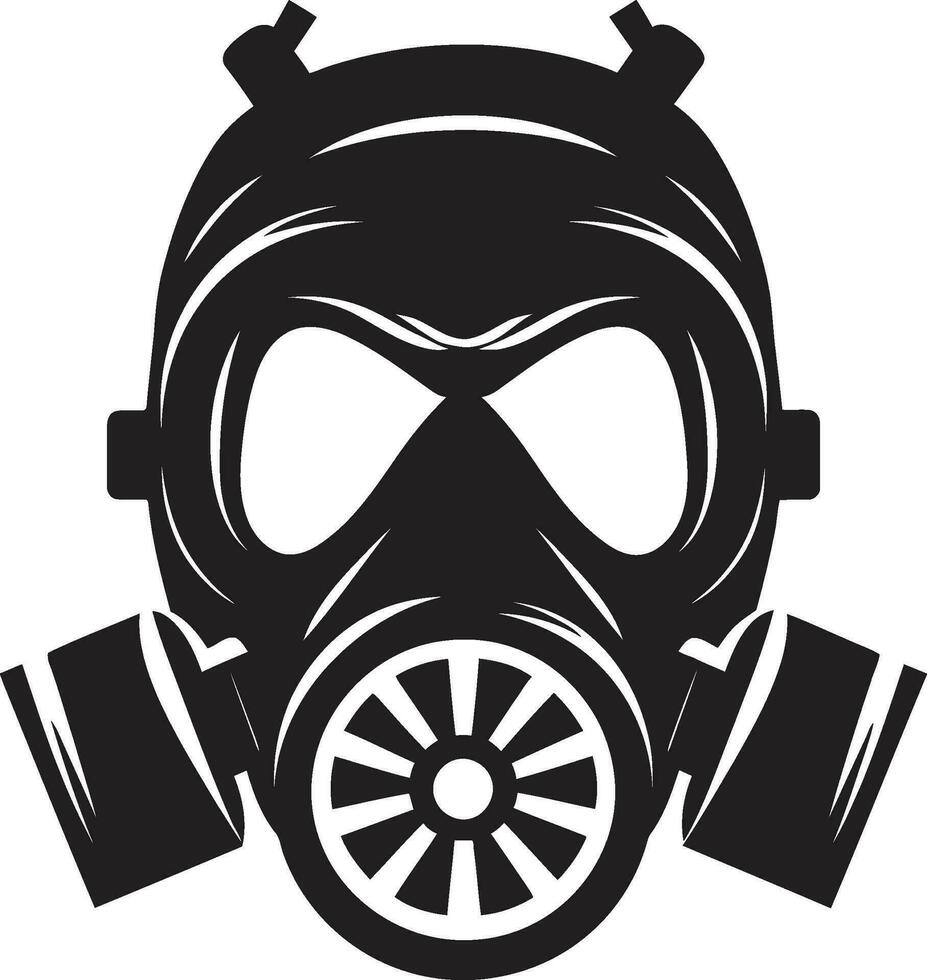 Lunar Shield Black Gas Mask Icon Symbol Eclipse Guardian Gas Mask Vector Emblem