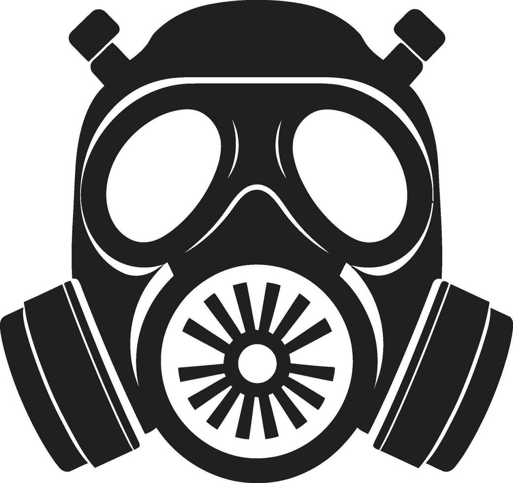Shadowed Shield Gas Mask Vector Icon Noir Guardian Black Gas Mask Logo Emblem
