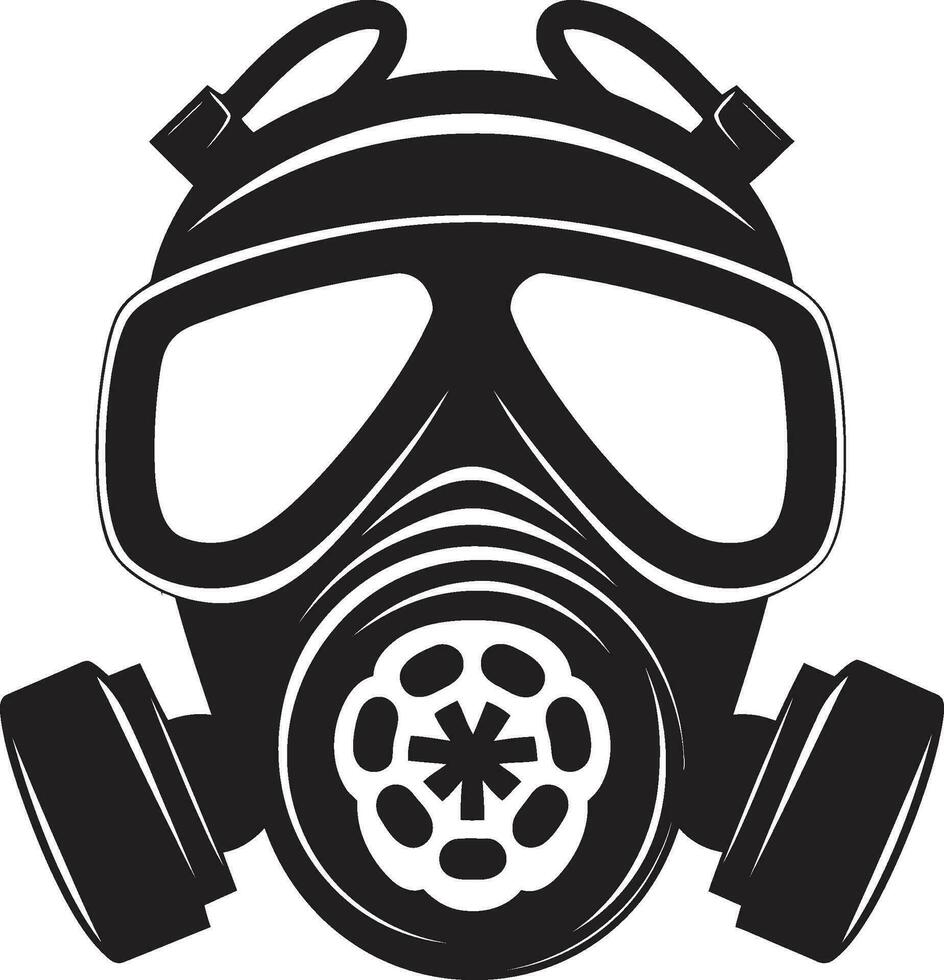 Obsidian Savior Gas Mask Vector Emblem Shadowed Guardian Black Gas Mask Logo Design