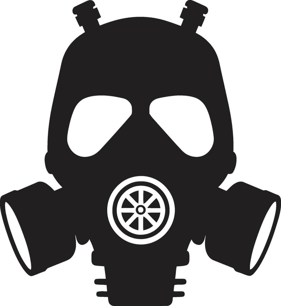 Stealth Guardian Black Gas Mask Logo Icon Ebony Shield Gas Mask Vector Symbol