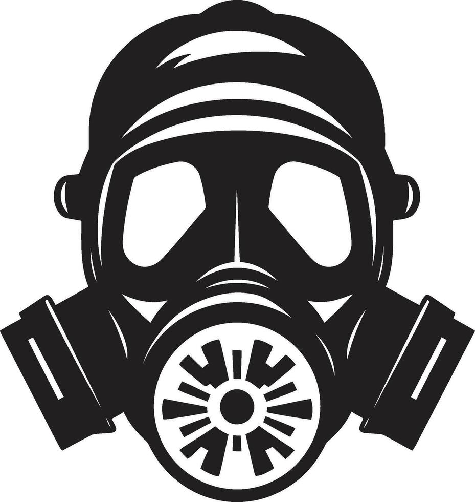 Midnight Safeguard Black Gas Mask Emblem Icon Obsidian Defender Gas Mask Vector Logo